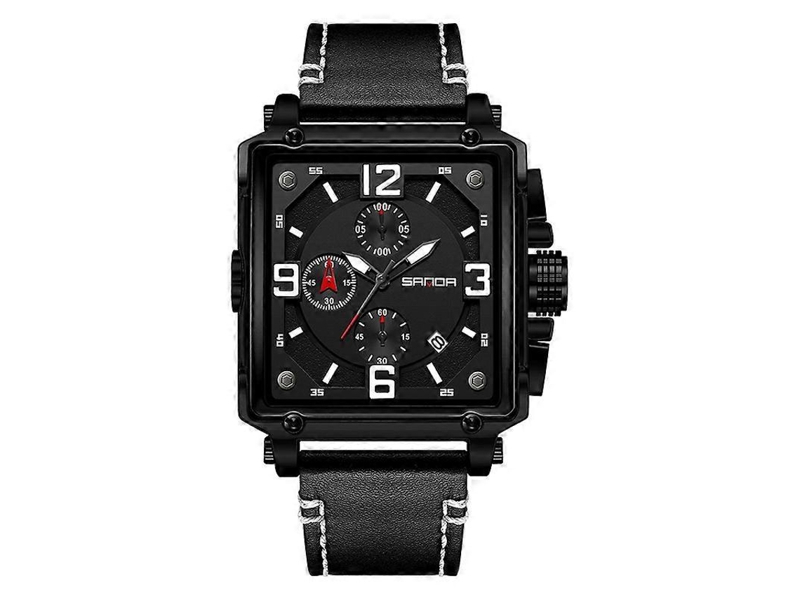 Relógio De Pulso Masculino Sanda 5304 Quartz, Três Mostradores, Seis Costuras, Calendário Simples, À Prova D'água.