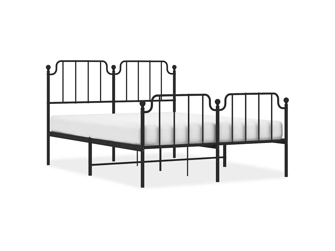 Bed Frame, Bed Frames Vidaxl Preto Aço (135 X 190 Cm)