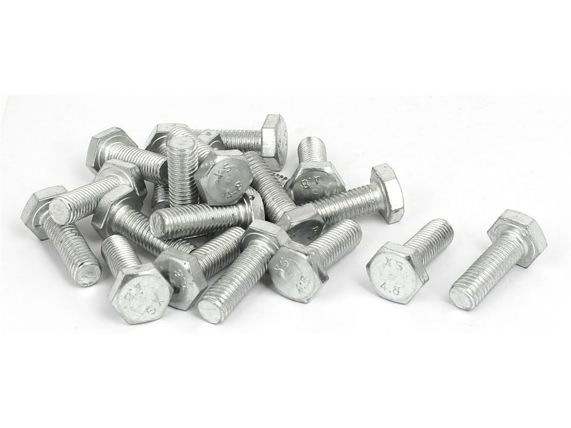 Parafusos de Aço Inoxidável M10x30mm com Cabeça Sextavada e Rosca Completa, Cor Prata, 20 Unidades CHABERLU