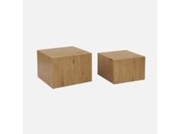 Mesas de Centro Quadrada com Efeito Cinza Set de 2 Natural SWEEEK