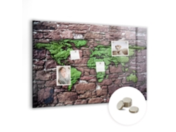 Quadro Magnético Mapa-múndi De Tijolos Para O Escritório Espelharte (90x60 Cm)