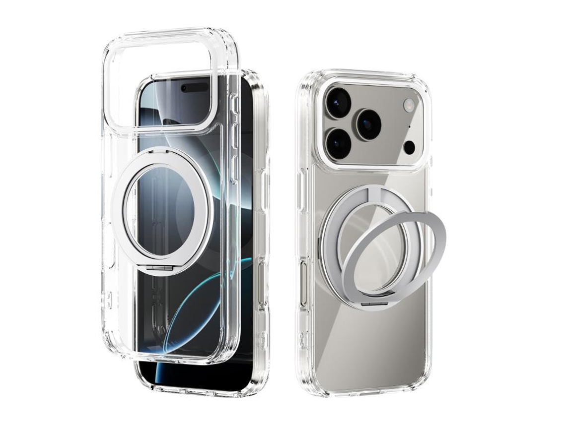 Capa Traseira Com Magsafe E Anel Para Celular Para Iphone 17 Pro - Transparente/branca