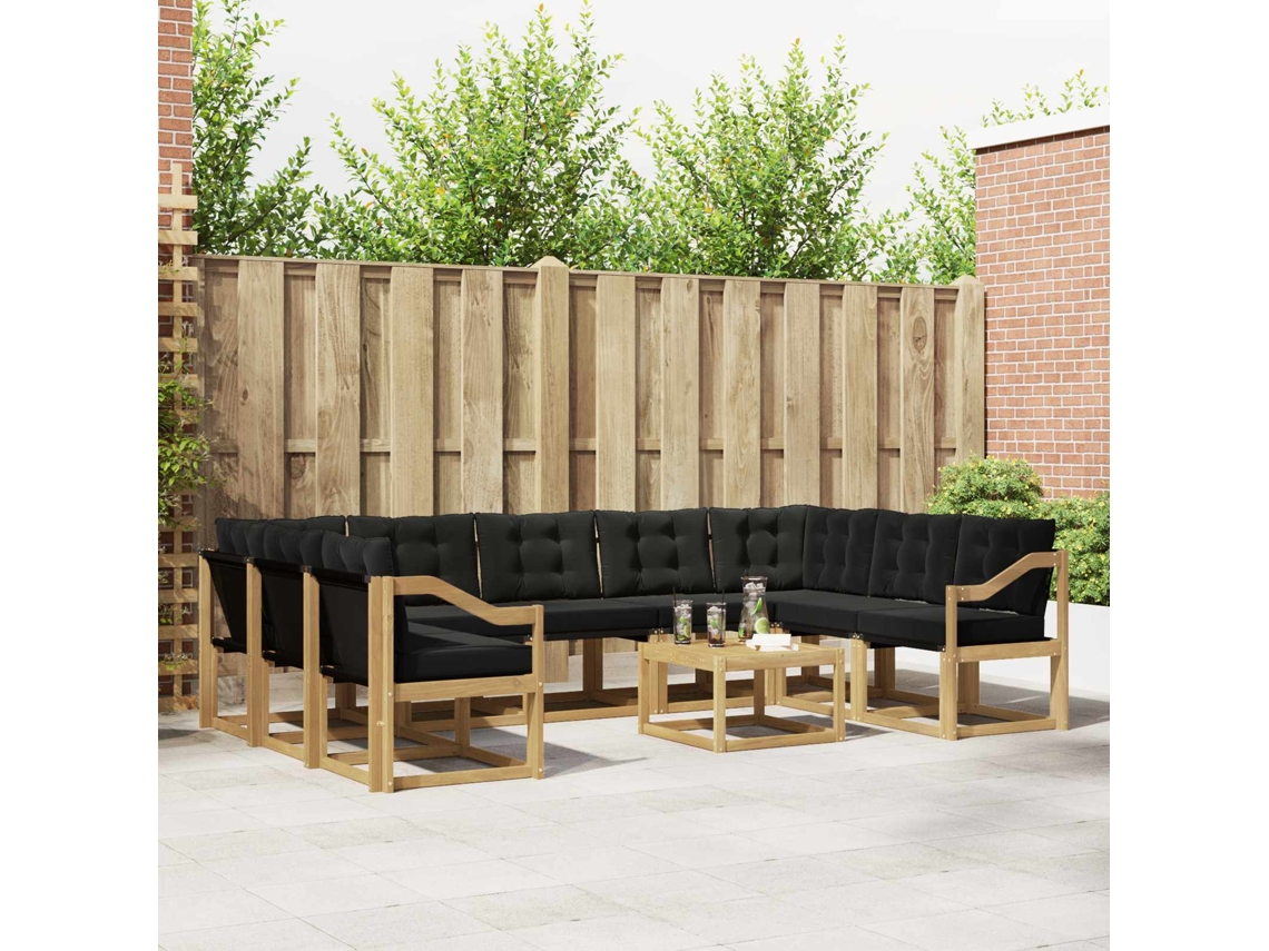Vidaxl Conjunto De Sofás Para Exterior 10 Unid. Branco E Preto