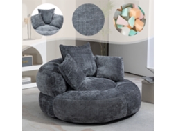 Lazy Sofa Lounger, Hoher Rücken, 3 Kissen, Gray Chenille, Indoor/outdoor, Gaming/schlafen-ty