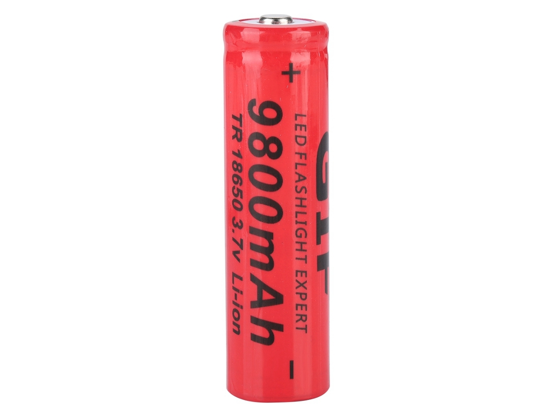 Bateria 18650 EOOCOO alta capacidade, vermelha, para lanternas