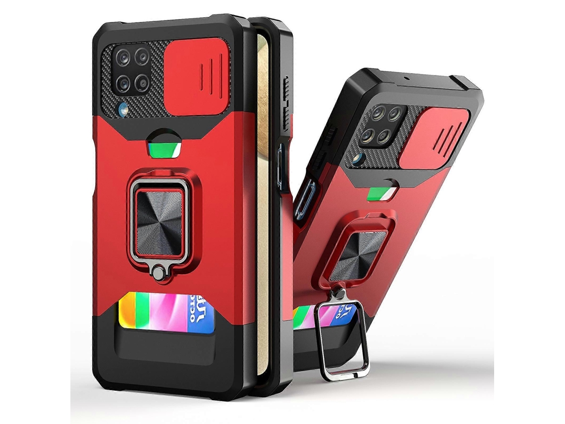 Capa De Câmera Deslizante Para Samsung Galaxy A12 Com Design De Pc Tpu À Prova De Choque Com Suporte De Anel E Slot Para Cartão