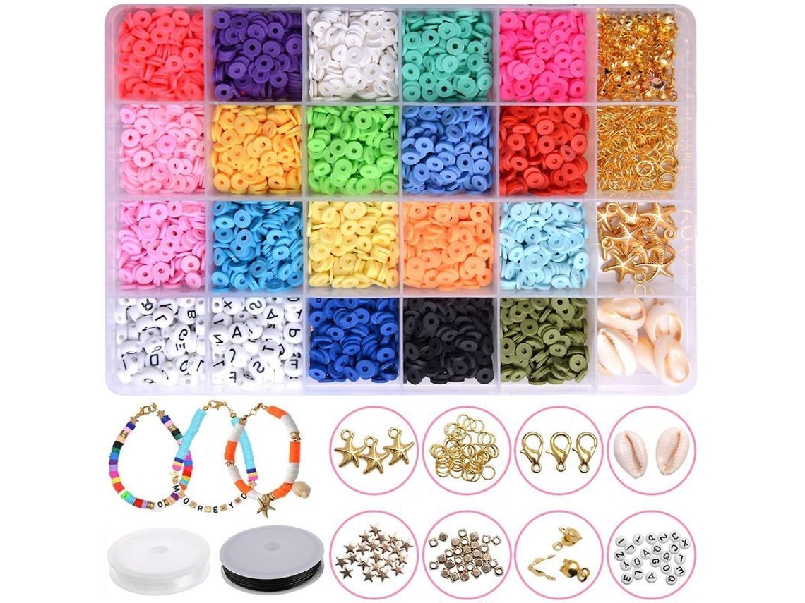 2026 4500 Pérolas de Arcilla Piedra Negra 18 Cores 6mm Redondas Planas Quadradas Kit para Joias Diy