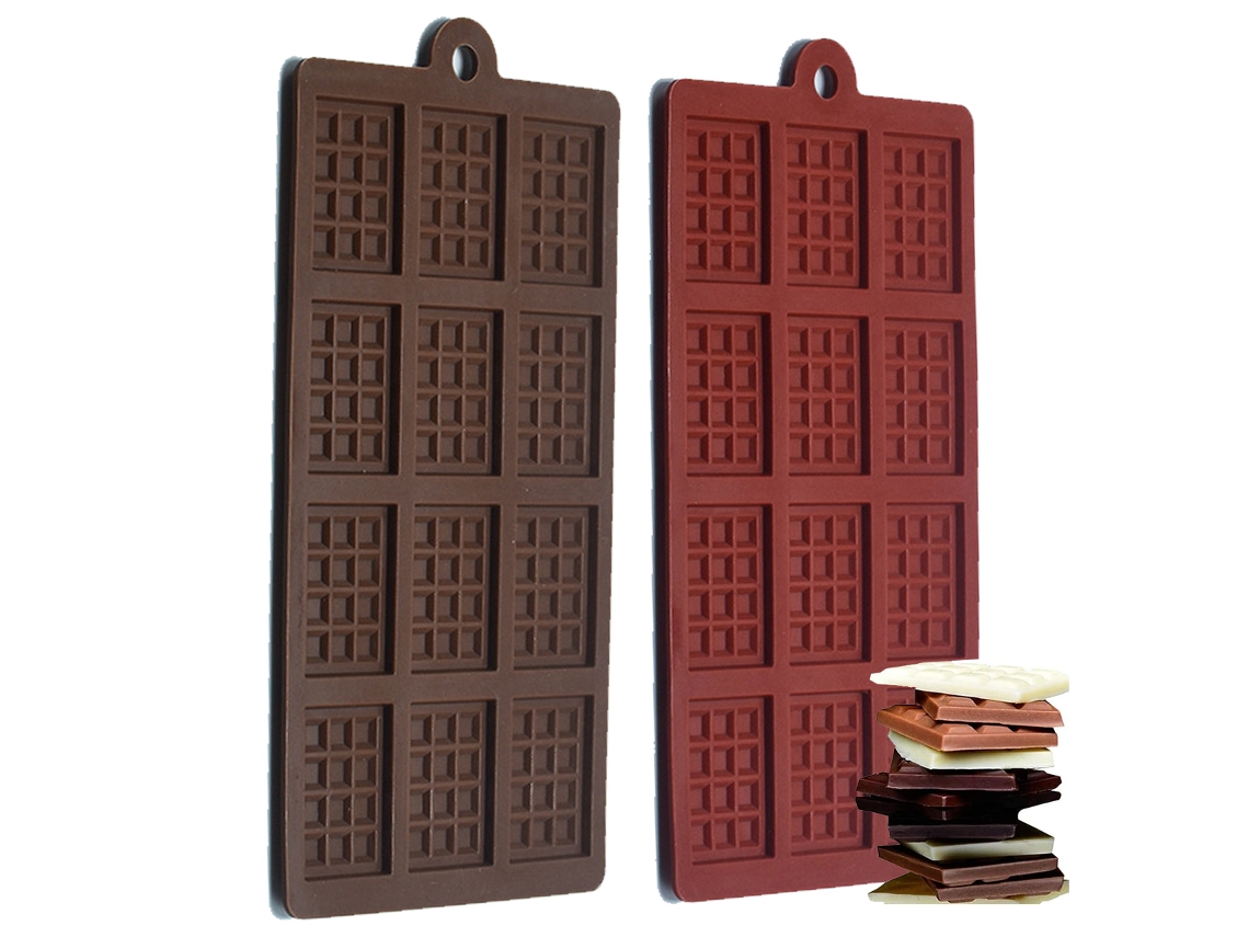 Pacote Com 2 Unidades De 12 Cavidades De Silicone Mini-Retângulo Fino Waffle De Chocolate Molde Faça Você Mesmo Para Pedaços De Chocolate ZMDECQNA