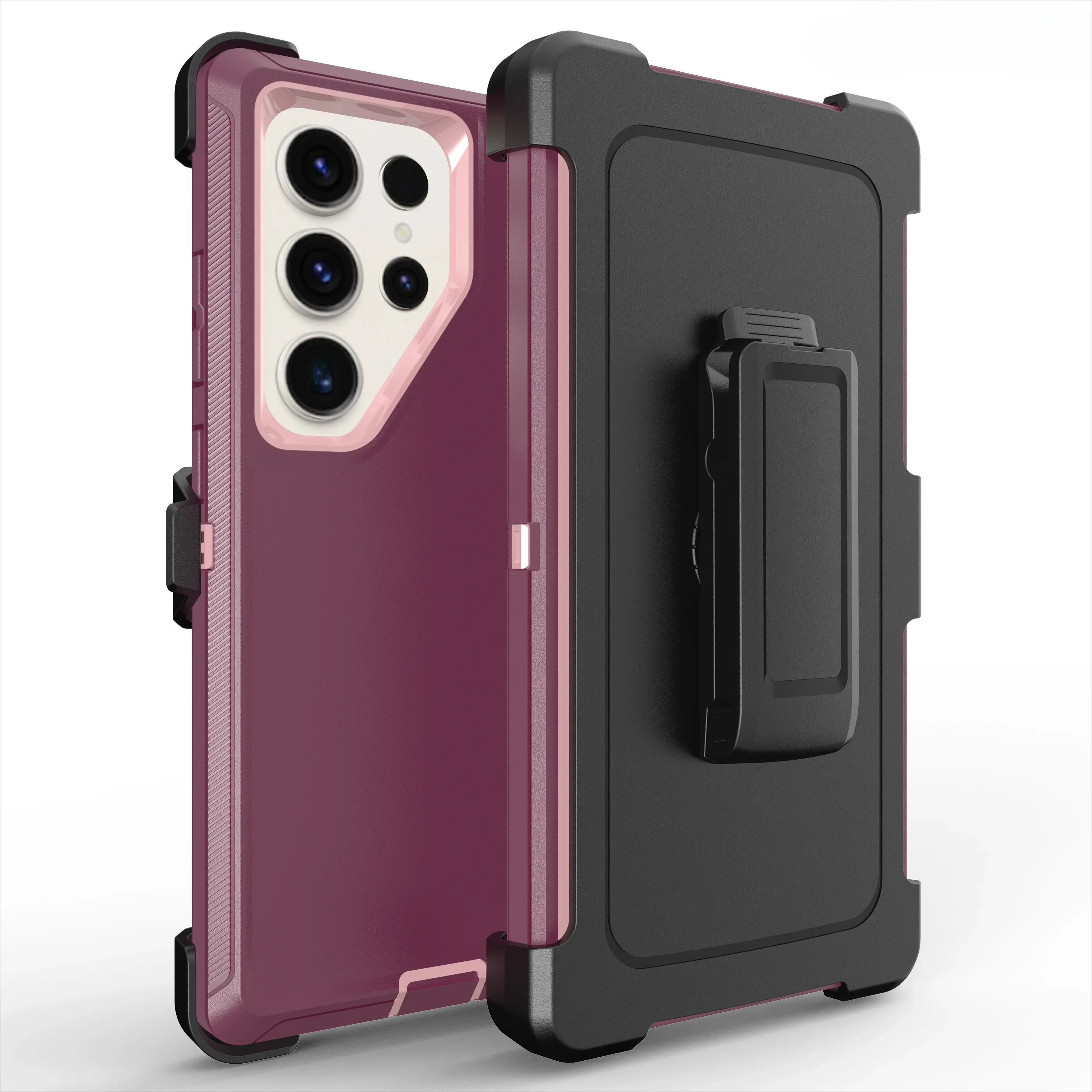 (bordô, Galaxy S25 Ultra) Capa Protetora Resistente A Impactos Com Clipe Para Cinto