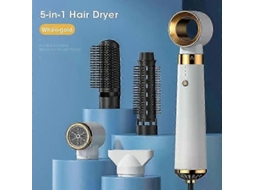 Secador De Cabelo Multifuncional 5 Em 1 Com Ar Quente, Pente Modelador Automático, Alisador E Modelador De Cachos. Secagem Rápida Para Penteados
