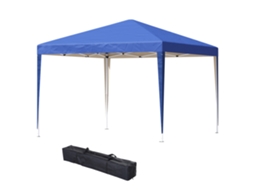 Tenda Dobrável 295x295x255 Cm Com Bolsa De Transporte Altura Ajustável Anti-uv Para Terraço Pátio Azul