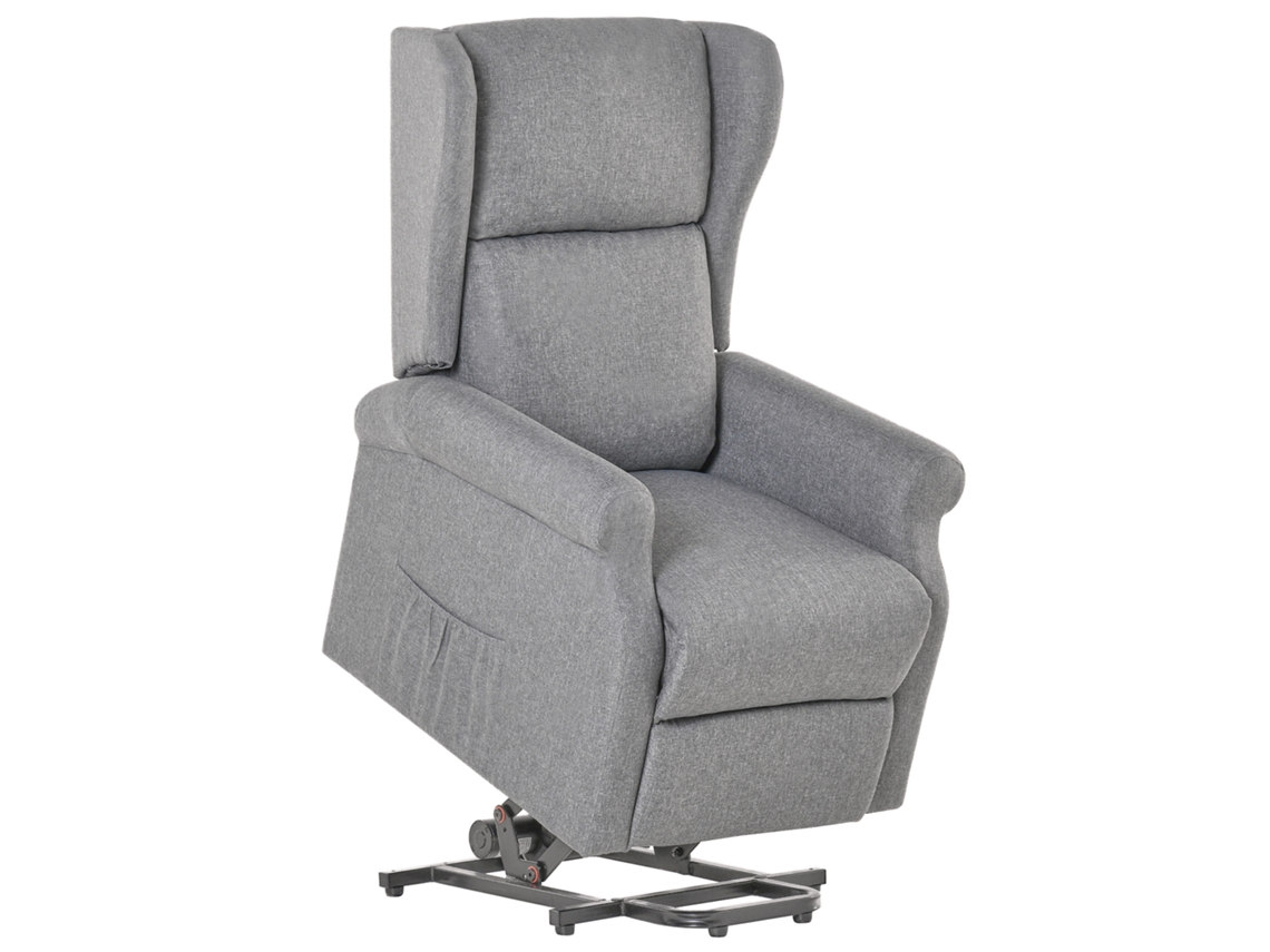 Sofá Reclinável Cinza Com Assistência Para Levantar E Posição Inclinada, Até 200 Kg, 72,5x94x109 Cm
