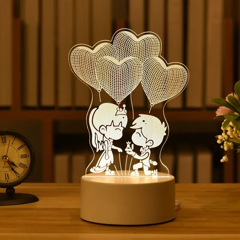 Luminária Noturna Led Usb 3d em Acrílico , Ideal para Decoração de Casa e Quarto. MDUG (3 Cores)