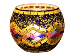 base mosaico de velas de vidro com efeito crackle para decoração e porta lápis