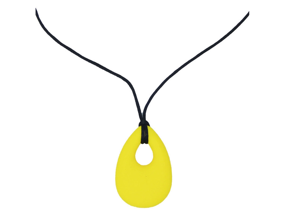 Primerox colar Mastigável para Bebê em Silicone Macio Pingente Lágrima Amarelo Brincadeira Sensorial
