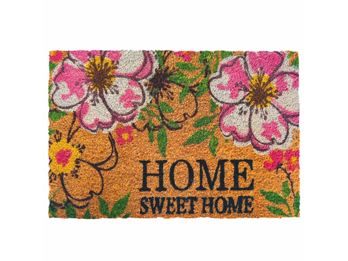 Tapete De Coco Com Design Lar E Base Pvc Antiderrapante 60x40 Cm