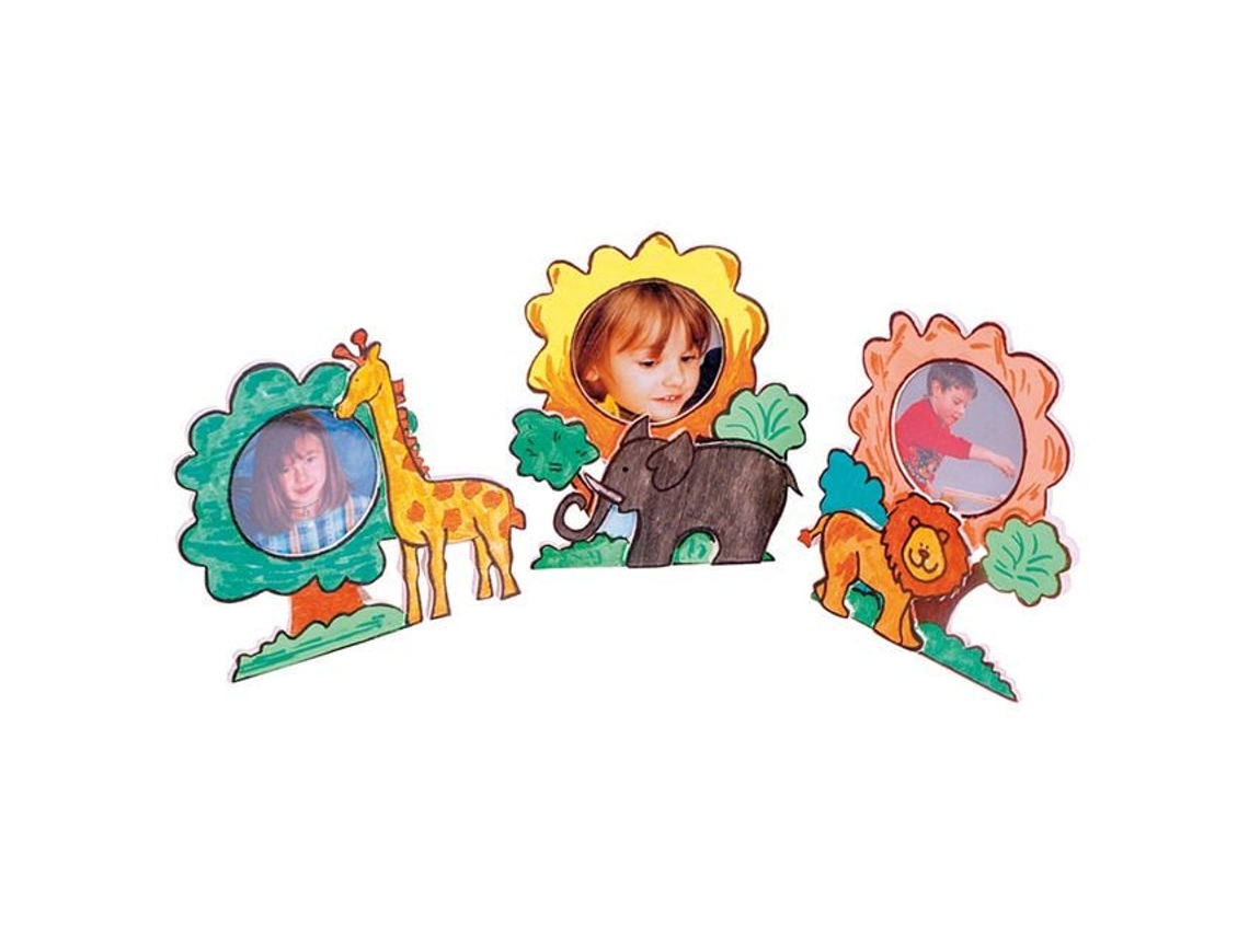 Conjunto De Artesanato Com Moldura De Papelão Estilo Safari Brinquedos Decorativos Com 24 Peças Merkloos