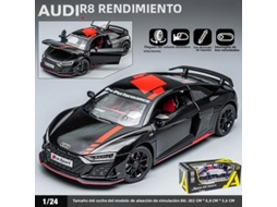 (preto) Miniatura De Supercarro Audi R8 V10 Em Escala 1:24, Fundida Em Metal, Com Efeitos Sonoros E Luminosos.