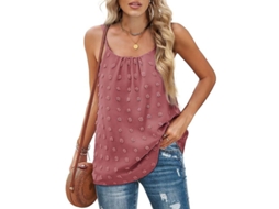 2026 camiseta Top Sem Mangas Casual para Mulher com Gola Redonda e Solta de Poliéster