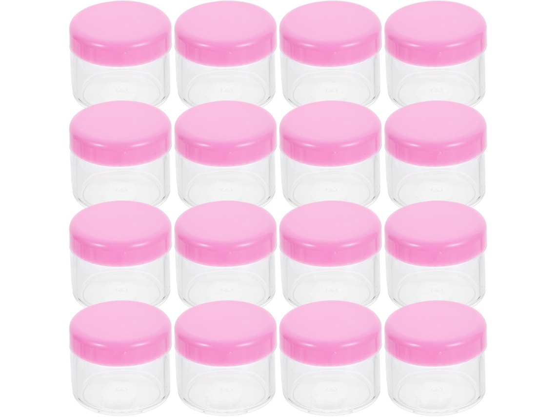 Conjunto De 12 Pequenos Potes De Plástico Rosa À Prova De Vazamentos