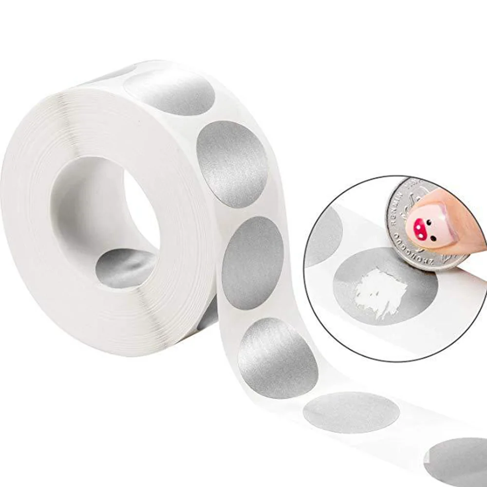 300 Etiquetas Redondas Prateadas Para Raspar, Estilo Faça Você Mesmo, Em Papel Pvc.