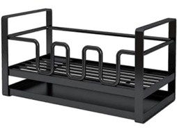 Organizador de Esponjas para Fregadero de Cocina com Bandeja de Drenagem, Multifuncional, Preto