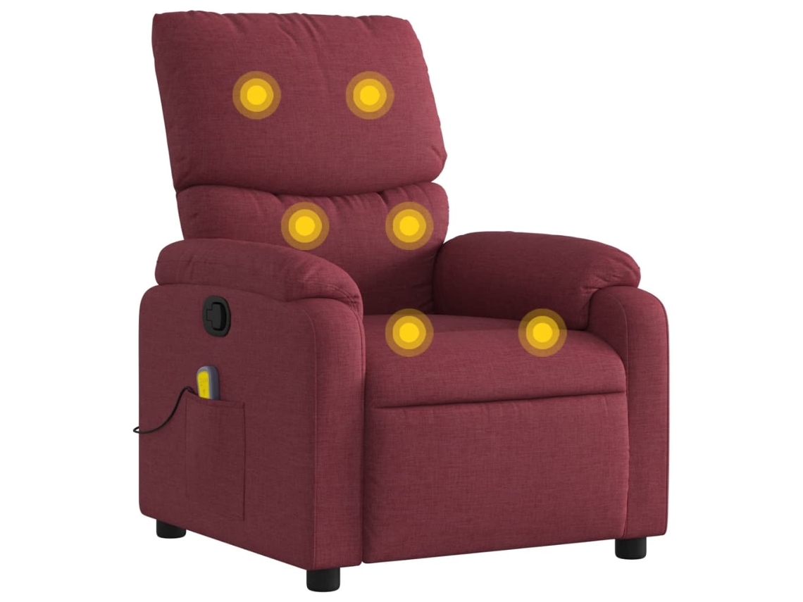 Massage Recliner Chair, Massage Recliner Chairs Vidaxl Vermelho Tecido