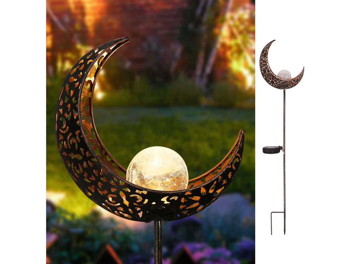 Luminária de jardim, painel solar, padrão lua vazada AQUAFORGE
