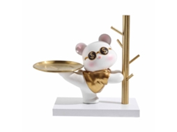Adorno de Chaves de Resina Urso com Bandeja | S/MARCA