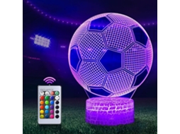Lâmpada 3D Futebol 16 Cores Controle Toque P Cabeceira ZYBLSSBB
