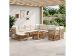Vidaxl Conjunto De Sofá De Jardim 12 Unid. Natural E Branco Creme