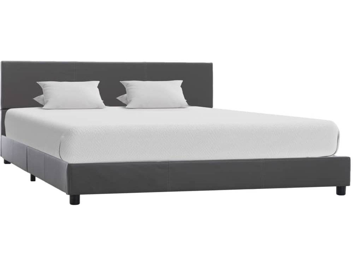 Bed Frame, Bed Frames Vidaxl Cinzeto Couro Artificial (140 X 200 Cm)