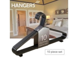 Cabides de plástico - Pacote de 10 - Preto - Armazenamento de guarda-roupa - Cabides multifuncionais Cabides de plástico antiderrapantes S/MARCA