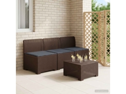 Vidaxl Sofá De Jardim 3 Lugares Com Almofadas Visual Rattan Pp