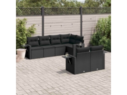 Vidaxl 7 Pcs Conjunto De Sofás P/ Jardim C/ Almofadões Vime Pe Preto