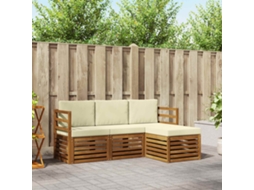 Vidaxl Conjunto De Sofás Para Exterior 4 Pcs Natural E Creme