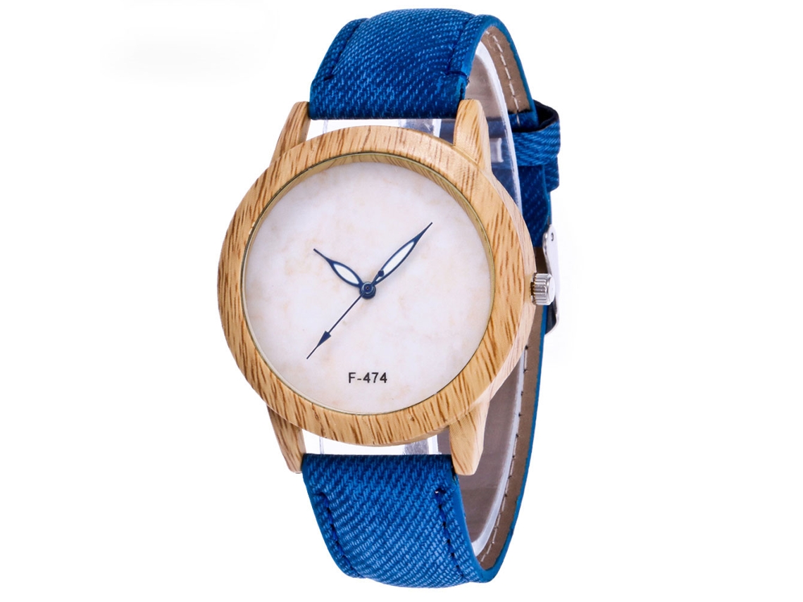 Relógio de Pulso para Casais com Pulseira de Couro Design Simples Azul para Amantes