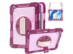 Capa Hengrongshen para iPad Air 11 (2024) com suporte de silicone, capa giratória e alça de ombro, rosa (2025)
