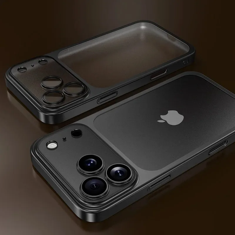 Capa Transparente Eletrogalvanizada Para Iphone (iphone 17 Pro Max Preto), Com Protetor De Lente Em Tpu Macio.