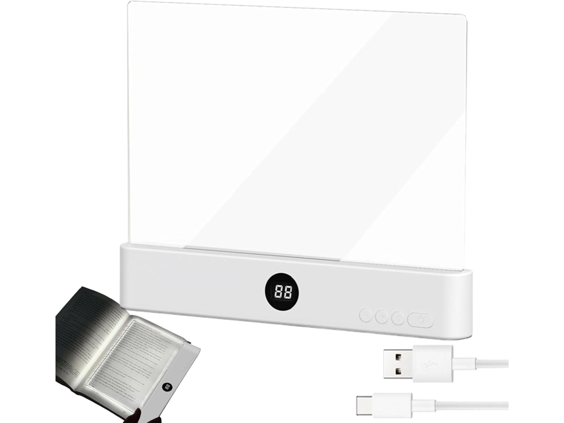 Luminária De Leitura Painel Plano Transparente Para Proteção Dos Olhos, Ideal Para Leitura De Livros Na Cama Perfeita