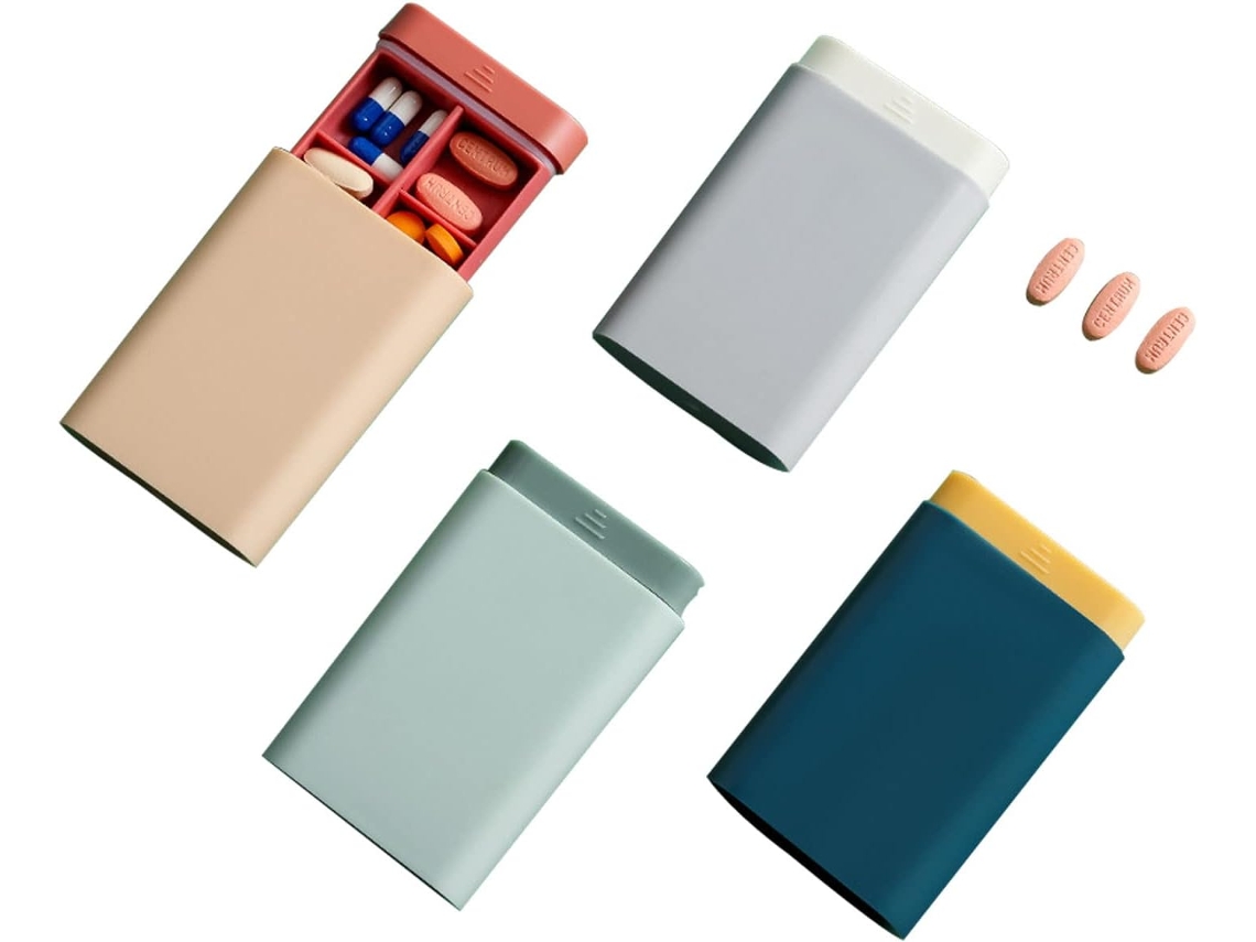 Conjunto De 4 Pequenos Porta Comprimidos Portáteis, Caixas Para Embalagens Individuais Medicamentos Aquaforge