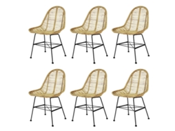 Vidaxl Cadeiras De Jantar 6 Pcs Vime Genuíno