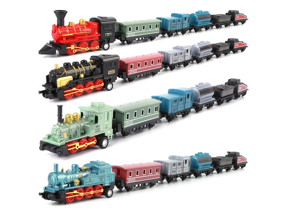 Mali 4 Conjuntos de Brinquedos de Trem Miniatura a Retração com Vários Estilos para Crianças