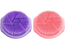 Conjunto De 2 Escovas Banho Silicone Dupla Face, Escova Esfoliante Suave Para O Corpo, Escova Ergonômica Antiderrapante