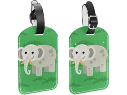 Conjunto De 2 Etiquetas Bagagem Em Couro Sintético Verde Elefante