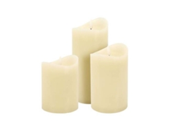 Conjunto De 3 Velas De Led Com Efeito Gelatina Na Cor Marfim E Vários Tamanhos