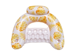 Cadeira inflável para piscina com porta copos e encosto amarelo SIURN