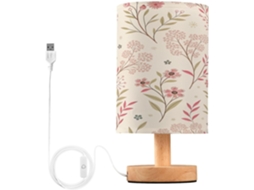 Abajur De Cabeceira Com Estampa Flores E Folhas, Luminária De Cabeceira Led, Luminária De Leitura Com Portas Usb E