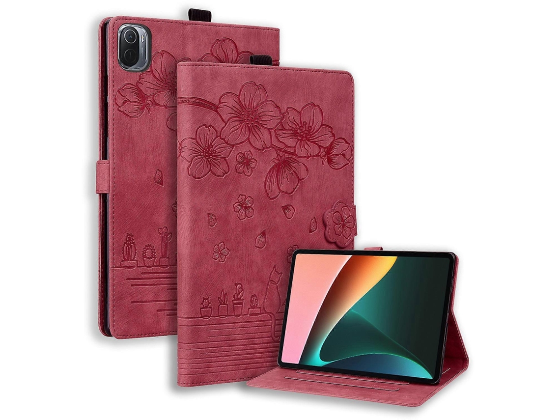 Capa de couro para tablet com estampa de gato Sakura em relevo da Webake
