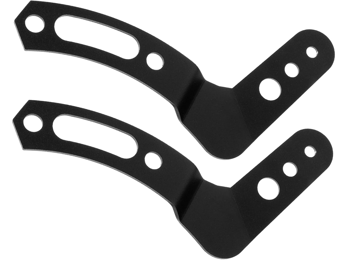 Suportes para barra de luz LED, aço carbono preto, fácil instalação.